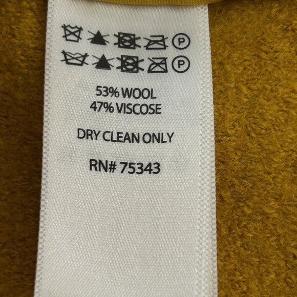 Tahari Wool Blend Boucle Moto Asymmetrical Side Zip Jacket Mustard Gold Size S - Picture 7 of 9